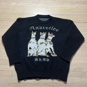 Andreilee BRMG Three Doberman Dogs Knit Sweater Y2K oversized Unisex L/XL